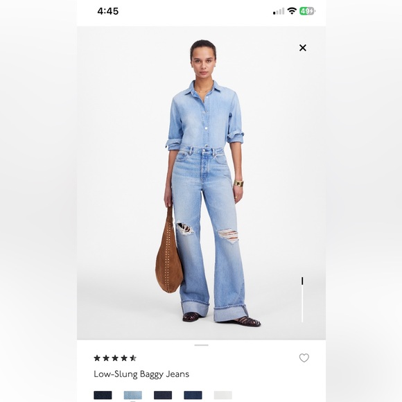 Madewell Low Slung Baggy Jeans Size 29 NWT - Picture 3 of 4